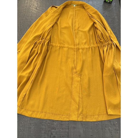Gianni Bini Mustard Yellow Drawstring Waist Utility Trench Jacket Size Large - Picture 12 of 12